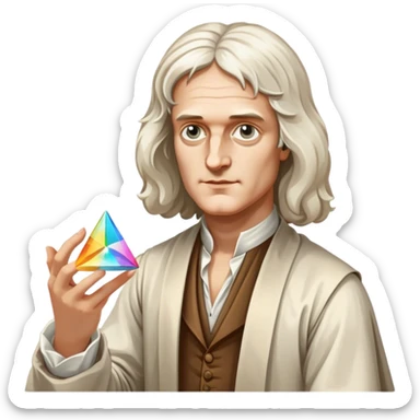 isaac newton with a  prism in his hand sticker