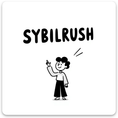 The word "SYBILRUSH" written in bold letters sticker