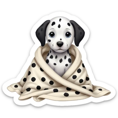 dalmatian puppy cozy in a blanket sticker