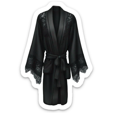 black silk robe with lace sticker