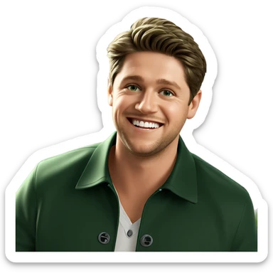 smiling boy in green jacket sticker