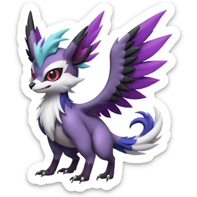 Cute Noibat-Noivern-Mightyena-Silvally-Fakémon-hybrid-creature (full body)  sticker