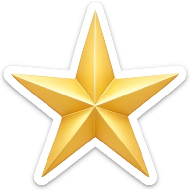 A 3D golden star with soft glow, five sharp symmetrical points, subtle glitter particles floating around it, cartoon-style with friendly appeal, pastel yellow background, 8k resolution, Pixar-inspired lighting sticker