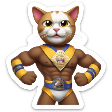 Cat as a wwe wrestler  sticker