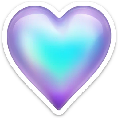 pastel lilac and cyan iridescent glass heart sticker