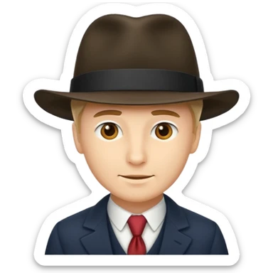 A gentleman tilting his hat downward sticker