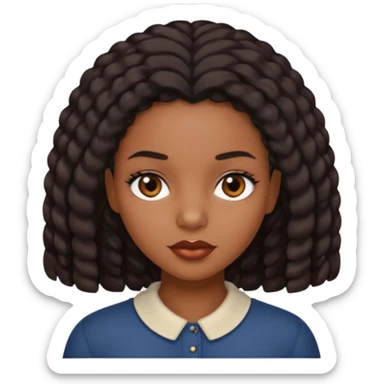 Black girl, cabelo cacheado curto, com os olhos castanhos escuro, lábios médio sticker
