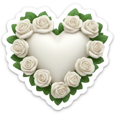 white heart with a couple of roses around the curve sticker