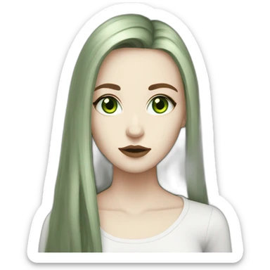 White goth girl with long light brown hair and high green eyes sticker