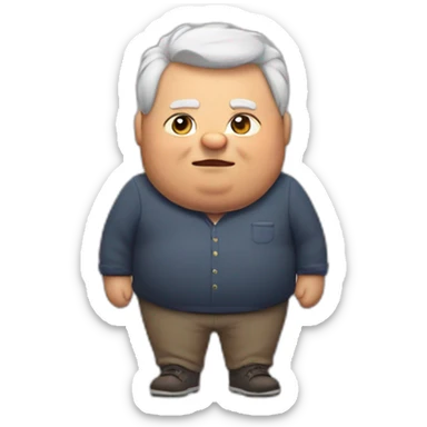 fat grandfather with cat ears sticker
