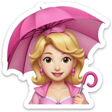 princess peach with a pink umbrella  sticker