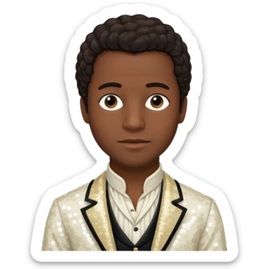 Solomon Northup with dark brown hair, Ivory sequin outfit  sticker