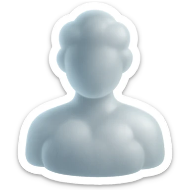 shoulder up, person made of convex white clouds, front view, matte glass style sticker