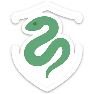 Minimalist Slytherin house icon, serpent, green and silver color scheme sticker