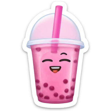 pink bubble tea sticker