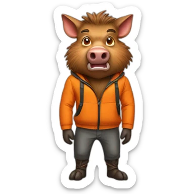 ANGRY wild boar with orange jacket sticker