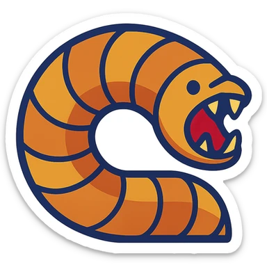 a sandworm body emoji, stylized and designed to tile seamlessly with itself on both sides, forming a continuous worm body, vibrant toon style sticker