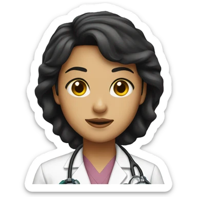 doctor, girl, brown eyes, yellow skin, black hair sticker