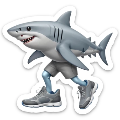shark with legs and shoes sticker