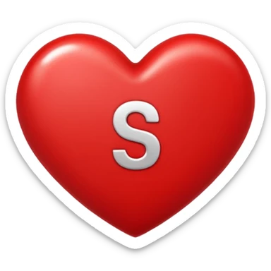 Love heart in red color and center s letter only sticker
