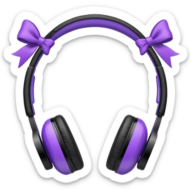 apple air max headphoness with bow on the right side black and purple  sticker