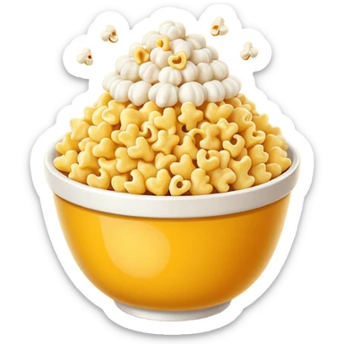 Popcorn and Mac and cheese on a tall bowl sticker