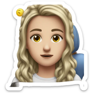 white girl thinking about life on a big gaming chair  sticker