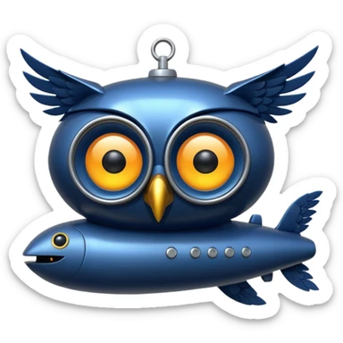 make a submarine with an owl head and wings sticker