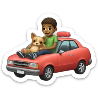 boy cuddle car sticker