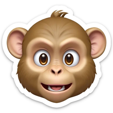 Cinematic Comical Macaque Portrait Emoji, Head tilted dramatically with an exaggeratedly shocked expression, featuring a dynamic, animated face with wide, comically expressive eyes full of humorous disbelief, Simplified yet hilariously expressive features, highly detailed, glowing with a slightly sassy glow, high shine, dramatic yet playful, stylized with an air of quirky primate attitude, soft glowing outline, capturing the essence of a meme-worthy macaque that looks ready to side-eye its way into viral fame! sticker