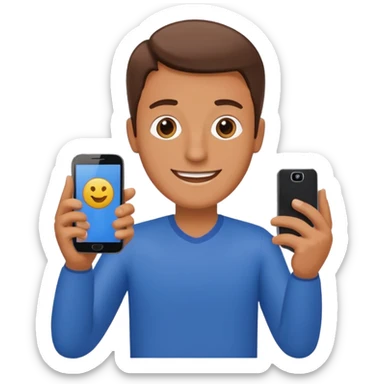 happy man leaving review on google on one phone sticker