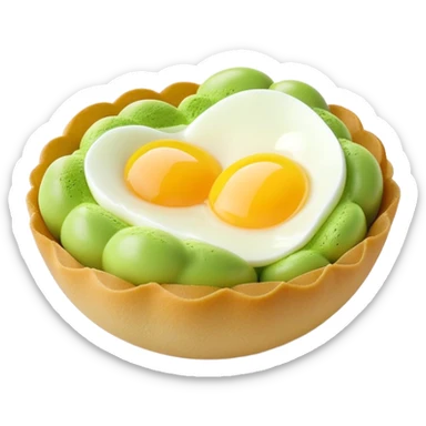 3D rendered matcha green Hong Kong egg puffs (鸡蛋仔) with authentic egg-shaped bubble pattern, vibrant green color, hyper-realistic texture, glossy finish, detailed individual bubbles sticker