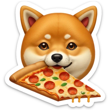 animated shiba inu eating pizza sticker