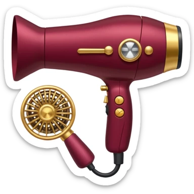 burgundy blow dryer covered in jewelry sticker