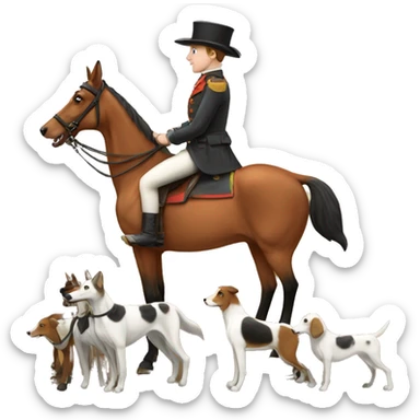 Foxhunting with horses and foyhounds sticker