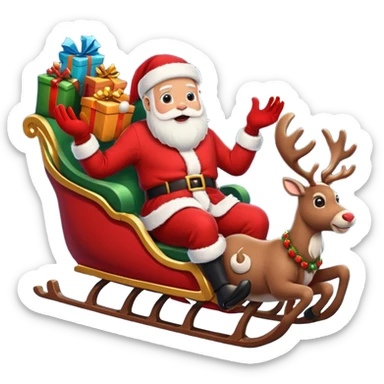 santa in his sleigh with presents sticker