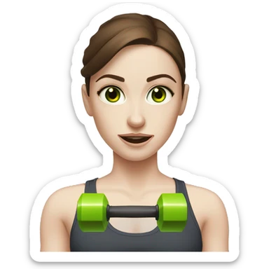 fitness girl with Brown Hair, Green Eyes, Pale Skin an  dumbbels sticker
