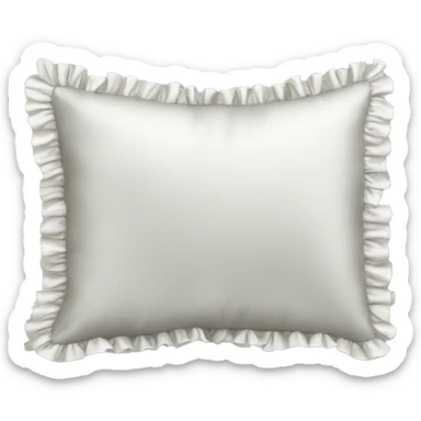 White silk pillow with ruffles sticker