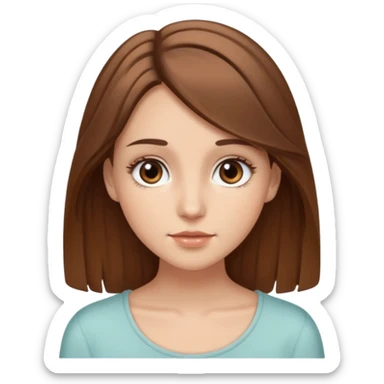 White/tan Girl with flowy brown hair with subtle highlights, slightly big brown eyes and long eyelashes sticker
