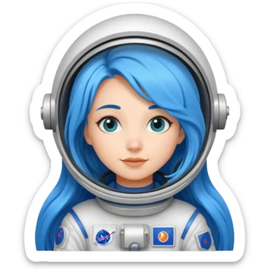 Female astronaut with long blue hair sticker