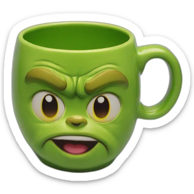 Grinch face shaped mug yellow eyes sticker