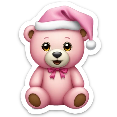 Pink Christmas teddy bear sticker