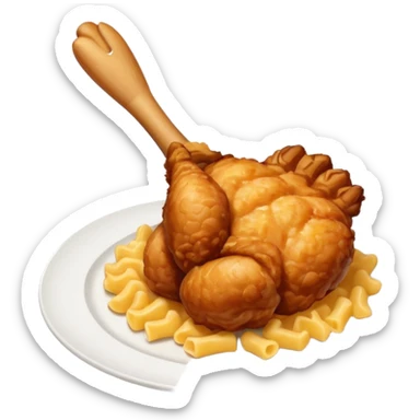 drumstick chicken with mac and cheese on the side on a plate sticker