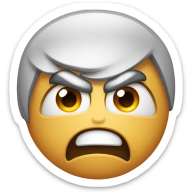 Angry emoji with fore on its head saying answer me sticker