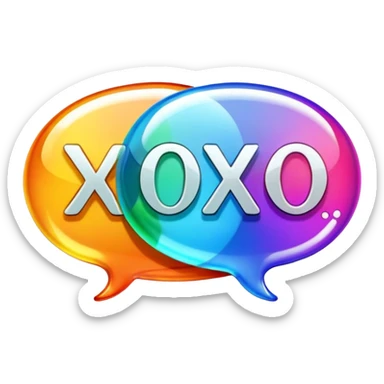 Colorful glass text message bubble with the word “xoxo” on it sticker