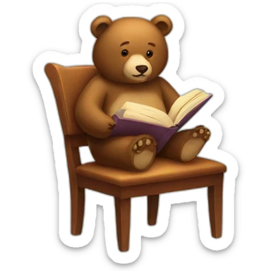 bear-read-book-chair sticker