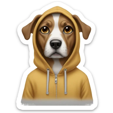 Dog wearing hoodie sticker