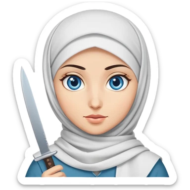 Turkish beautiful finish Konya girl blue eyes with hijab and with a knife  sticker