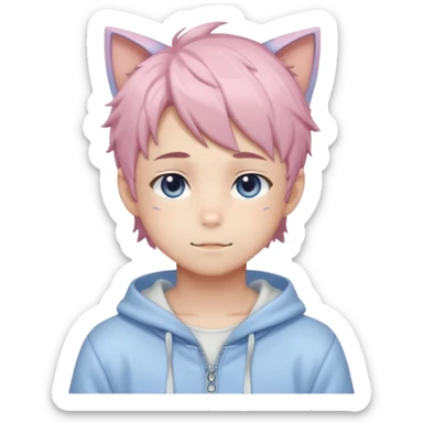 Shiny Blushing Cute Beautiful Shota Anime Catboy Trending Style Cottagecore Pastelcore  sticker