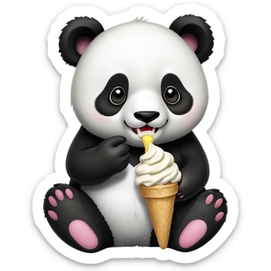 Panda eating ice cream sticker